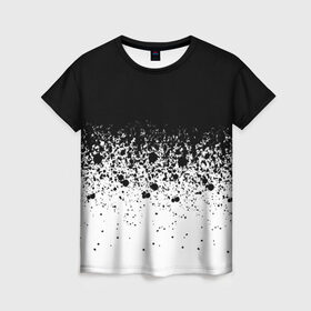 Женская футболка 3D с принтом необычный дизайн , 100% полиэфир ( синтетическое хлопкоподобное полотно) | прямой крой, круглый вырез горловины, длина до линии бедер | белая | необычная | черно
