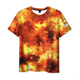 Мужская футболка 3D с принтом Взрывной гранж , 100% полиэфир | прямой крой, круглый вырез горловины, длина до линии бедер | взрыв | гранж | огонь | пламя | эксклюзив