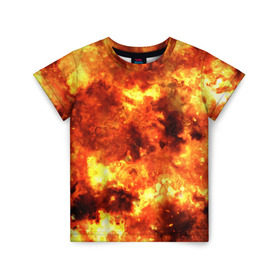 Детская футболка 3D с принтом Взрывной гранж , 100% гипоаллергенный полиэфир | прямой крой, круглый вырез горловины, длина до линии бедер, чуть спущенное плечо, ткань немного тянется | взрыв | гранж | огонь | пламя | эксклюзив