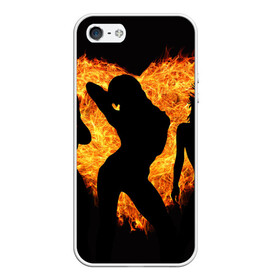 Чехол для iPhone 5/5S матовый с принтом Танец огня , Силикон | Область печати: задняя сторона чехла, без боковых панелей | любовь | огонь | пламя | сердце | танец