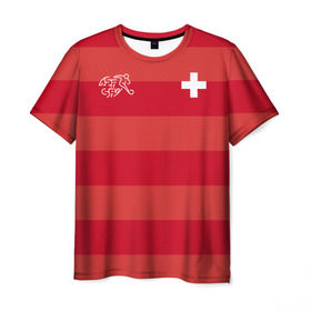 Мужская футболка 3D с принтом Сборная Швейцарии , 100% полиэфир | прямой крой, круглый вырез горловины, длина до линии бедер | футбол | швейцария