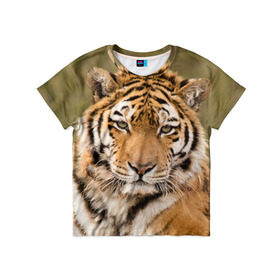 Детская футболка 3D с принтом Тигр , 100% гипоаллергенный полиэфир | прямой крой, круглый вырез горловины, длина до линии бедер, чуть спущенное плечо, ткань немного тянется | Тематика изображения на принте: animal | predator | striped | tiger | view | wild | взгляд | дикий | животное | полосатый | тигр | хищник