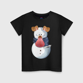 Детская футболка хлопок с принтом Снеговик снэпчат 2 , 100% хлопок | круглый вырез горловины, полуприлегающий силуэт, длина до линии бедер | snapchat | радуга | снеговик | снэпчат | уши | фильтр | язык