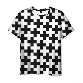 Мужская футболка 3D с принтом Крест , 100% полиэфир | прямой крой, круглый вырез горловины, длина до линии бедер | cross | крест | оптическая иллюзия | орнамент | узор | чёрно белый