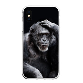 Чехол для iPhone XS Max матовый с принтом ЕГЭ , Силикон | Область печати: задняя сторона чехла, без боковых панелей | Тематика изображения на принте: егэ | обезьяна | шимпанзе | школа | экзамен | экзамены