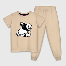 Детская пижама хлопок с принтом Панда , 100% хлопок |  брюки и футболка прямого кроя, без карманов, на брюках мягкая резинка на поясе и по низу штанин
 | кунг фу | мульт | панда