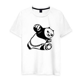 Мужская футболка хлопок с принтом Панда , 100% хлопок | прямой крой, круглый вырез горловины, длина до линии бедер, слегка спущенное плечо. | кунг фу | мульт | панда