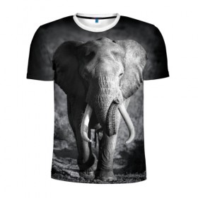 Мужская футболка 3D спортивная с принтом Слон , 100% полиэстер с улучшенными характеристиками | приталенный силуэт, круглая горловина, широкие плечи, сужается к линии бедра | africa | animal | big | black   white | elephant | go | road | savannah | wild | африка | большой | дикий | дорога | животное | идет | саванна | слон | черно   белый