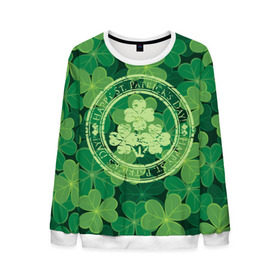 Мужской свитшот 3D с принтом Ireland, Happy St. Patrick`s Day , 100% полиэстер с мягким внутренним слоем | круглый вырез горловины, мягкая резинка на манжетах и поясе, свободная посадка по фигуре | background | clover | four | green | happy st. patricks day | holiday | ireland | leaf | petal | plant | print | зеленый | ирландия | клевер | лепесток | лист | печать | праздник | растение | счастливого святого патрика | фон | четыре