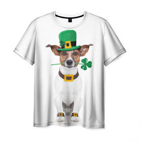 Мужская футболка 3D с принтом Ирландия , 100% полиэфир | прямой крой, круглый вырез горловины, длина до линии бедер | animal | breed | clover | dog | folk | fun | funny | hat | hero | ireland | irish | saint patrick | герой | животное | ирландия | ирландский | клевер | народный | порода | прикол | святой патрик | собака | шляпа | шутка