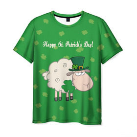 Мужская футболка 3D с принтом Ирландия , 100% полиэфир | прямой крой, круглый вырез горловины, длина до линии бедер | Тематика изображения на принте: irish | sheep | st. patricks day | зеленый | ирландец | лепрекон | оваечка | овца
