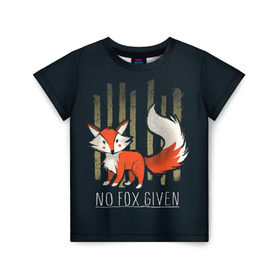 Детская футболка 3D с принтом No Fox Given , 100% гипоаллергенный полиэфир | прямой крой, круглый вырез горловины, длина до линии бедер, чуть спущенное плечо, ткань немного тянется | animal | beast | fox | heart | love | orange | животное | зверь | лис | лиса | личиска | любовь | рыжая | сердце