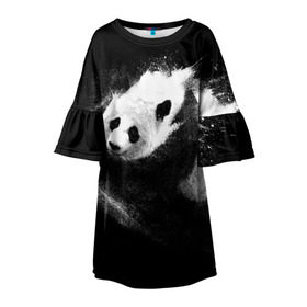 Детское платье 3D с принтом Молочная панда , 100% полиэстер | прямой силуэт, чуть расширенный к низу. Круглая горловина, на рукавах — воланы | animal | bear | beast | milk | nature | panda | животное | зверь | медведь | молоко | панда | природа