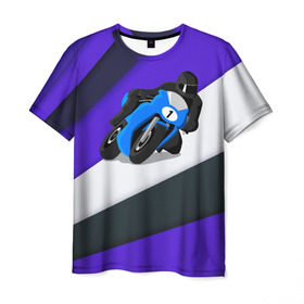Мужская футболка 3D с принтом Sportsbike , 100% полиэфир | прямой крой, круглый вырез горловины, длина до линии бедер | байк | байкер. гонщик | гонки | мотоцикл | спорт | спортбайк | трасса