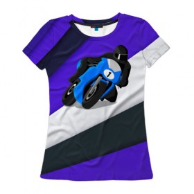 Женская футболка 3D с принтом Sportsbike , 100% полиэфир ( синтетическое хлопкоподобное полотно) | прямой крой, круглый вырез горловины, длина до линии бедер | байк | байкер. гонщик | гонки | мотоцикл | спорт | спортбайк | трасса
