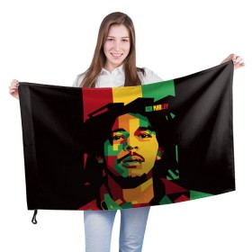 Флаг 3D с принтом Ямайка, Боб Марли , 100% полиэстер | плотность ткани — 95 г/м2, размер — 67 х 109 см. Принт наносится с одной стороны | bob marley | reggae | регги