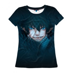 Женская футболка 3D с принтом Ao no Exorcist , 100% полиэфир ( синтетическое хлопкоподобное полотно) | прямой крой, круглый вырез горловины, длина до линии бедер | 