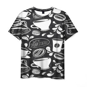 Мужская футболка 3D с принтом Drink Coffe , 100% полиэфир | прямой крой, круглый вырез горловины, длина до линии бедер | coffee | кофе | паттерн