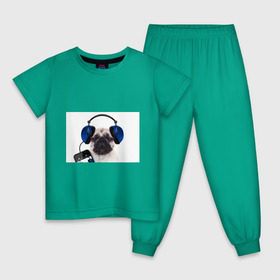 Детская пижама хлопок с принтом Мопс в наушниках , 100% хлопок |  брюки и футболка прямого кроя, без карманов, на брюках мягкая резинка на поясе и по низу штанин
 | Тематика изображения на принте: дворняжка | домашние животные | любимец | мопс | пес | песик | питомец | собака | собачка