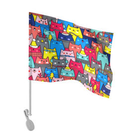 Флаг для автомобиля с принтом Котики , 100% полиэстер | Размер: 30*21 см | кошки | паттерн | разноцветный | яркий
