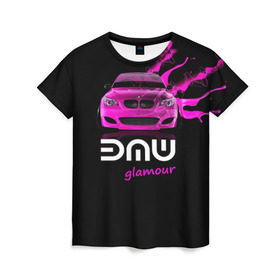 Женская футболка 3D с принтом BMW glamour , 100% полиэфир ( синтетическое хлопкоподобное полотно) | прямой крой, круглый вырез горловины, длина до линии бедер | bmw | m5 | pink | авто | автомобиль | бмв | гламур | машина | розовый | стиль | тачка | элита
