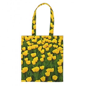 Сумка 3D повседневная с принтом Жёлтые тюльпаны , 100% полиэстер | Плотность: 200 г/м2; Размер: 34×35 см; Высота лямок: 30 см | поле | цветы | яркий