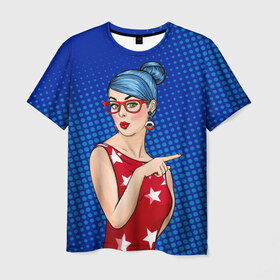 Мужская футболка 3D с принтом Pop Art Girl , 100% полиэфир | прямой крой, круглый вырез горловины, длина до линии бедер | Тематика изображения на принте: retro | арт | винтаж | девушка | искусство | поп | ретро