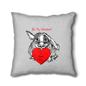 Подушка 3D с принтом Be my Valentine , наволочка – 100% полиэстер, наполнитель – холлофайбер (легкий наполнитель, не вызывает аллергию). | состоит из подушки и наволочки. Наволочка на молнии, легко снимается для стирки | Тематика изображения на принте: 14 | animal | be my valentine | february | heart | holiday | i need you | love | rabbit | valentines day | будь моей валентинкой | день святого валентина | животное | заяц | кролик | любовь | праздник | сердце | ты мне нужен | февраль