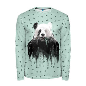 Мужской лонгслив 3D с принтом Панда-художник , 100% полиэстер | длинные рукава, круглый вырез горловины, полуприлегающий силуэт | animal | art | artist | bear | beast | design | panda | style | арт | дизайн | животное | зверь | кисть | краски | медведь | панда | стиль | художник
