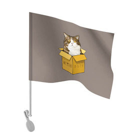 Флаг для автомобиля с принтом Maru , 100% полиэстер | Размер: 30*21 см | cat | maru | коробка | кот в коробке | кот мару | котейка | кошка | мару | прикол