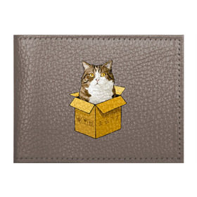 Обложка для студенческого билета с принтом Maru , натуральная кожа | Размер: 11*8 см; Печать на всей внешней стороне | Тематика изображения на принте: cat | maru | коробка | кот в коробке | кот мару | котейка | кошка | мару | прикол