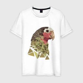 Мужская футболка хлопок с принтом Низкополигональный попугай , 100% хлопок | прямой крой, круглый вырез горловины, длина до линии бедер, слегка спущенное плечо. | полигон | попугай
