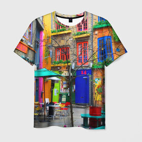Мужская футболка 3D с принтом Улицы Лондона , 100% полиэфир | прямой крой, круглый вырез горловины, длина до линии бедер | Тематика изображения на принте: bright | city | color | courtyard | england | london | paint | street | united kingdom | англия | великобритания | город | дворик | краски | лондон | улица | цвет | яркие