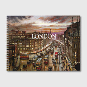 Альбом для рисования с принтом Улицы Лондона , 100% бумага
 | матовая бумага, плотность 200 мг. | city | england | london | united kingdom | англия | великобритания | город | лондон | ночь | огни | улица