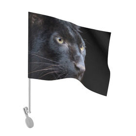 Флаг для автомобиля с принтом Черная пантера , 100% полиэстер | Размер: 30*21 см | животные | кис | киска | кот | котенок | котик | кошечка | кошка | пантера | рысь | тигр | хищник