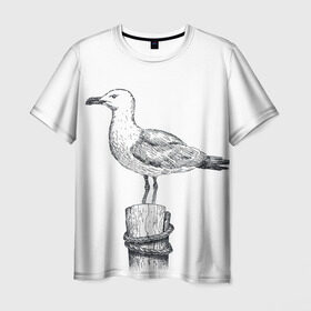 Мужская футболка 3D с принтом Чайка , 100% полиэфир | прямой крой, круглый вырез горловины, длина до линии бедер | вмф | море | моряк | речник | флот | чайка