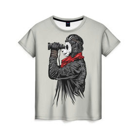 Женская футболка 3D с принтом Панда танкист , 100% полиэфир ( синтетическое хлопкоподобное полотно) | прямой крой, круглый вырез горловины, длина до линии бедер | animal | bear | beast | panda | tank | war | война | животное | зверь | игра | медведь | панда | танк