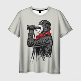 Мужская футболка 3D с принтом Панда танкист , 100% полиэфир | прямой крой, круглый вырез горловины, длина до линии бедер | animal | bear | beast | panda | tank | war | война | животное | зверь | игра | медведь | панда | танк