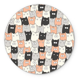 Коврик круглый с принтом Котики , резина и полиэстер | круглая форма, изображение наносится на всю лицевую часть | котейки | коты | кошки