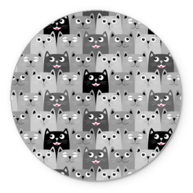 Коврик круглый с принтом Котейки , резина и полиэстер | круглая форма, изображение наносится на всю лицевую часть | котейки | коты | кошки