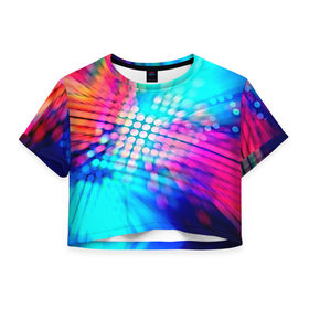 Женская футболка 3D укороченная с принтом Abstract Shine , 100% полиэстер | круглая горловина, длина футболки до линии талии, рукава с отворотами | color | colour | glim | glow | light | lights | shine | society | world | блеск | великолепие | глянец | лоск | свет | сияние | солнечный свет