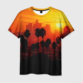 Мужская футболка 3D с принтом California , 100% полиэфир | прямой крой, круглый вырез горловины, длина до линии бедер | 3dc | borough | city | downtown | town | городок | красота | пальмы | пейзаж | район | сити | страны | центр
