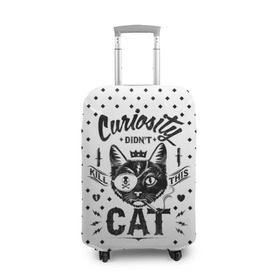 Чехол для чемодана 3D с принтом Curiosity Cat , 86% полиэфир, 14% спандекс | двустороннее нанесение принта, прорези для ручек и колес | animal | beast | cat | feline | gangsta | kill | king | kitty | meow | nature | гангстер | животное | зверь | король | кот | котенок | котик | кошка | мяу | природа