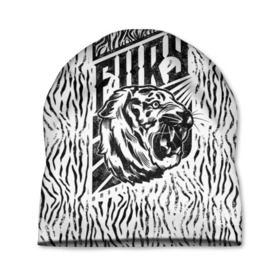 Шапка 3D с принтом Fury Tiger , 100% полиэстер | универсальный размер, печать по всей поверхности изделия | Тематика изображения на принте: 