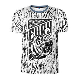 Мужская футболка 3D спортивная с принтом Fury Tiger , 100% полиэстер с улучшенными характеристиками | приталенный силуэт, круглая горловина, широкие плечи, сужается к линии бедра | 