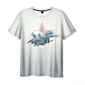 Мужская футболка 3D с принтом Су-27 , 100% полиэфир | прямой крой, круглый вырез горловины, длина до линии бедер | авиация