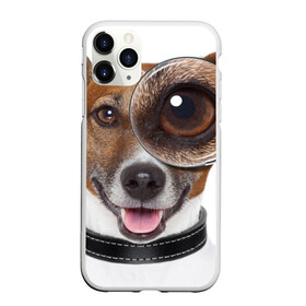 Чехол для iPhone 11 Pro матовый с принтом Джек рассел с лупой , Силикон |  | волкодав | дворняжка | джек | джек рассел | домашние животные | любимец | мопс | овчарка | пес | песик | питомец | рассел | сенбернар | собака | собачка