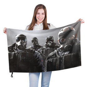 Флаг 3D с принтом Tom Clancy Rainbow Six , 100% полиэстер | плотность ткани — 95 г/м2, размер — 67 х 109 см. Принт наносится с одной стороны | clancy | rainbow | six | tom | автоматы | игры | маски | мужчины | осада | солдаты