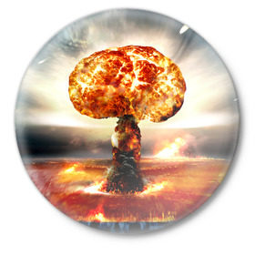 Значок с принтом Атомный взрыв ,  металл | круглая форма, металлическая застежка в виде булавки | Тематика изображения на принте: city | earth | explosion | mushroom | night | nuclear | sky | атомный | взрыв | город | гриб | земля | небо | ночь