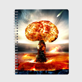 Тетрадь с принтом Атомный взрыв , 100% бумага | 48 листов, плотность листов — 60 г/м2, плотность картонной обложки — 250 г/м2. Листы скреплены сбоку удобной пружинной спиралью. Уголки страниц и обложки скругленные. Цвет линий — светло-серый
 | Тематика изображения на принте: city | earth | explosion | mushroom | night | nuclear | sky | атомный | взрыв | город | гриб | земля | небо | ночь